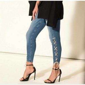 Good American Good Legs Lace Up Jeans Size 10/30